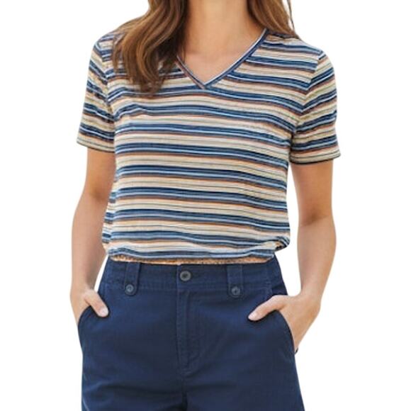 Guess Y2k Blue Orange Striped Cropped Tee Shirt Youth XLarge Womens Small/Medium - Picture 2 of 16